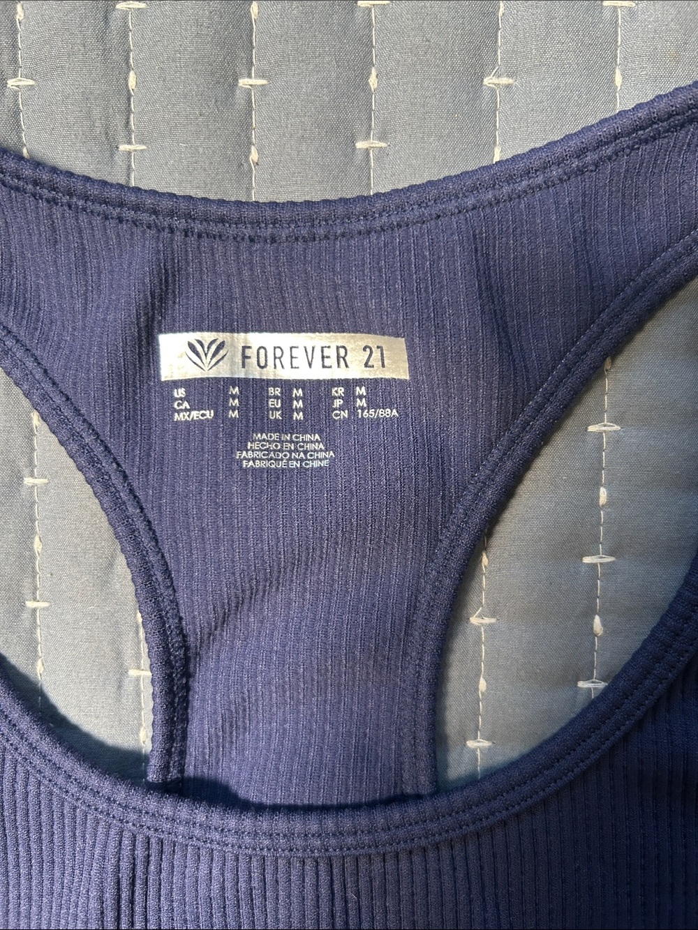 Forever 21 Dark Blue Ribbed Racerback Crop Top - Picture 2 of 3